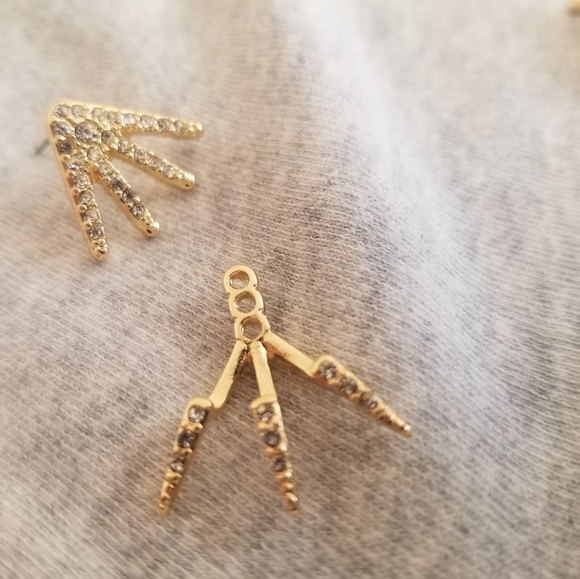 Brand New - Pave Jacket Stud Earrings Gold Tone - Picture 2 of 7